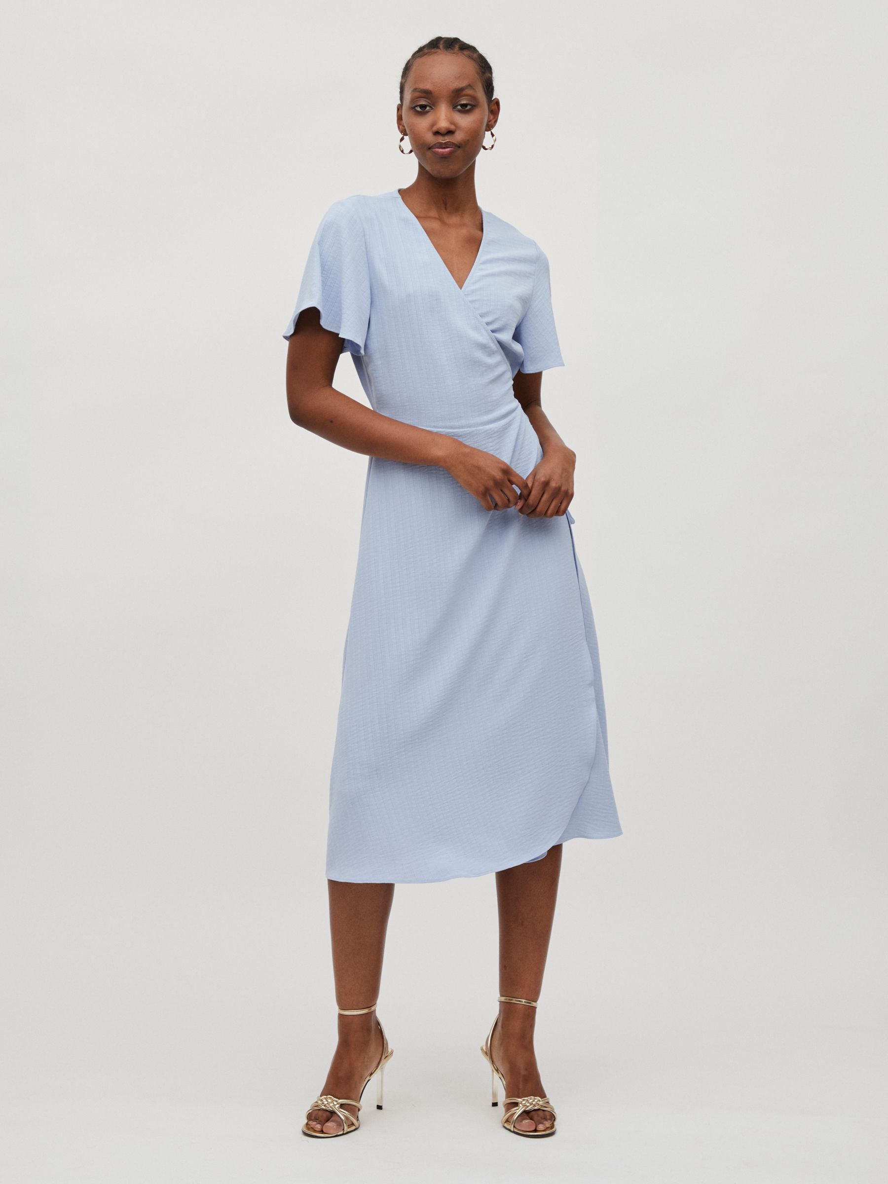 SHORT SLEEVED WRAP DRESS (Blue) | Vila® Official Online Shop